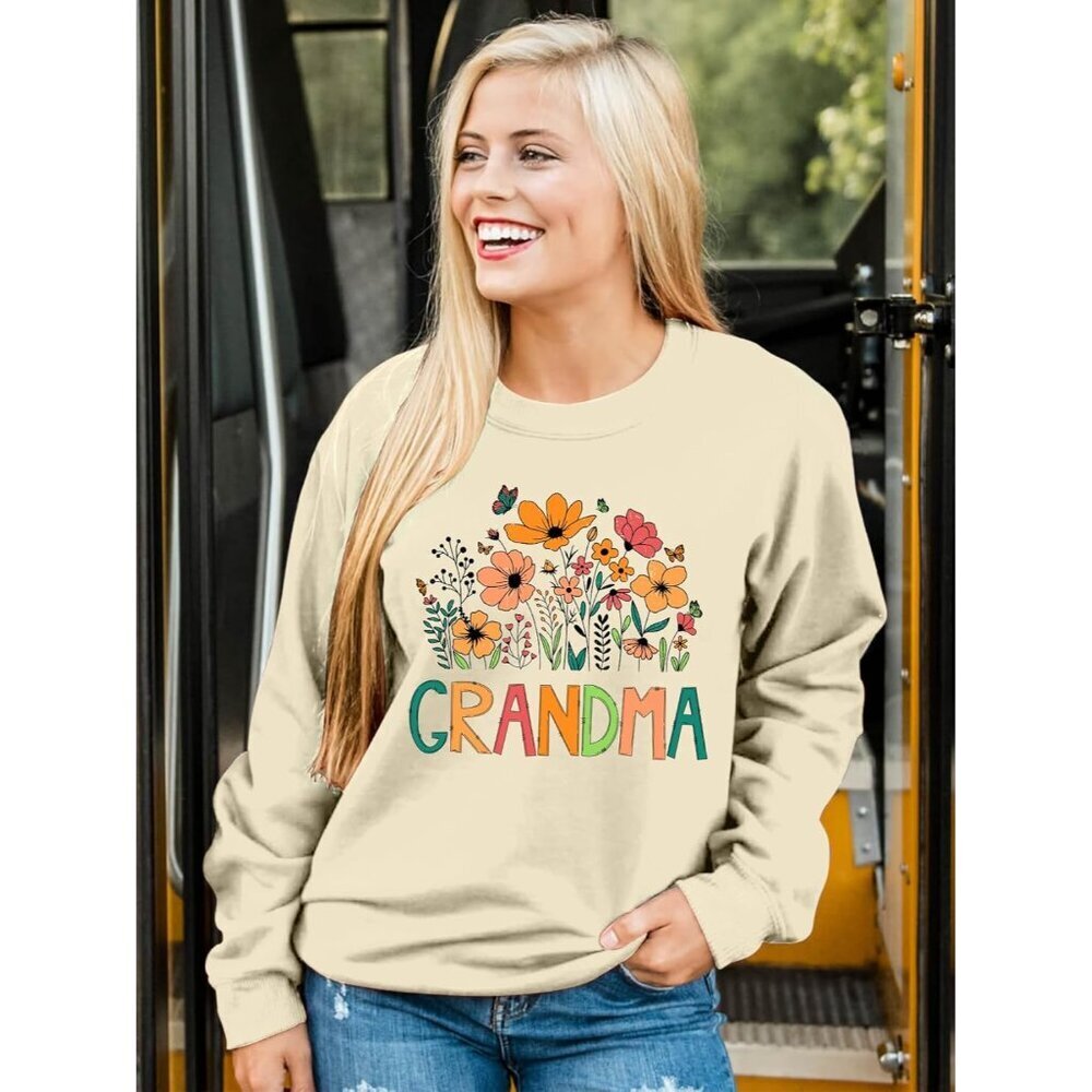 Women's Floral Grandma Sweatshirt Casual Fall Pullover Gift for Loved Ones - Picture 2 of 6